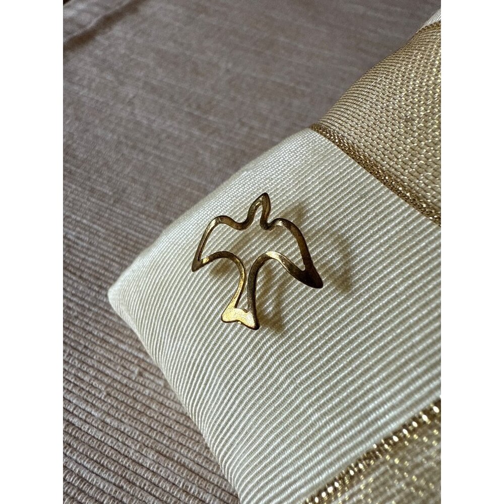 Vintage Peace Dove Gold-Toned Abstract Bird Tie Hat Brooch Pin Mini Tiny
